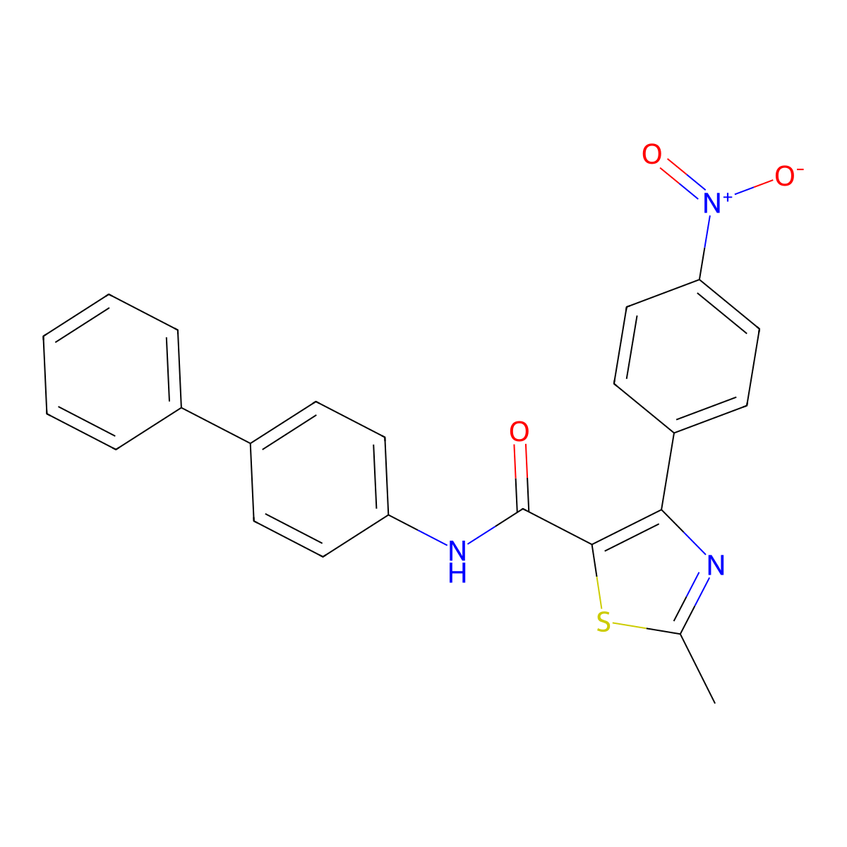 2-methyl-4-(4-nitrophenyl)-N-(4-phenylphenyl)-1,3-thiazole-5-carboxamide molecular structure, CAS 306278-40-0