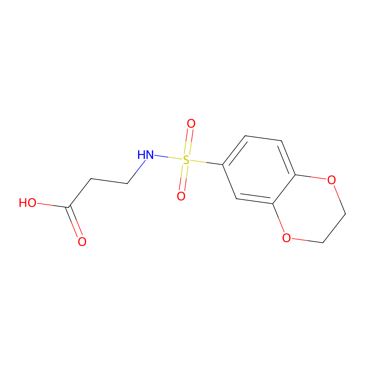 3-(2,3-Dihydro-benzo(1,4)dioxine-6-sulfonylamino)-propionic acid molecular structure, CAS 306278-42-2