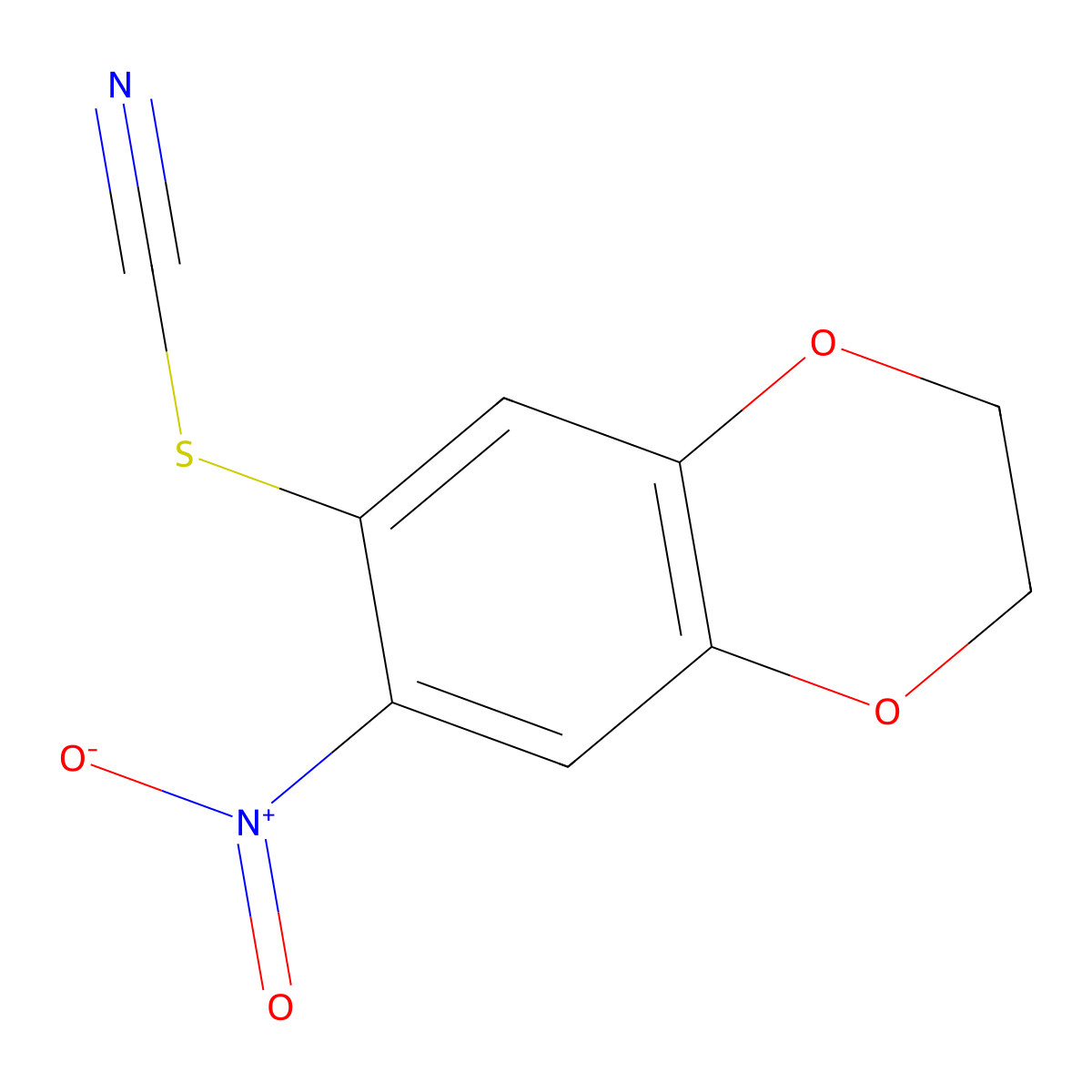 2,3-Dihydro-7-nitro-1,4-benzodioxin-6-yl thiocyanate molecular structure, CAS 306278-48-8
