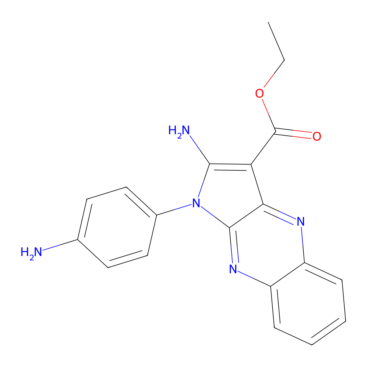ethyl 2-amino-1-(4-aminophenyl)-1H-pyrrolo[2,3-b]quinoxaline-3-carboxylate molecular structure, CAS 306278-66-0