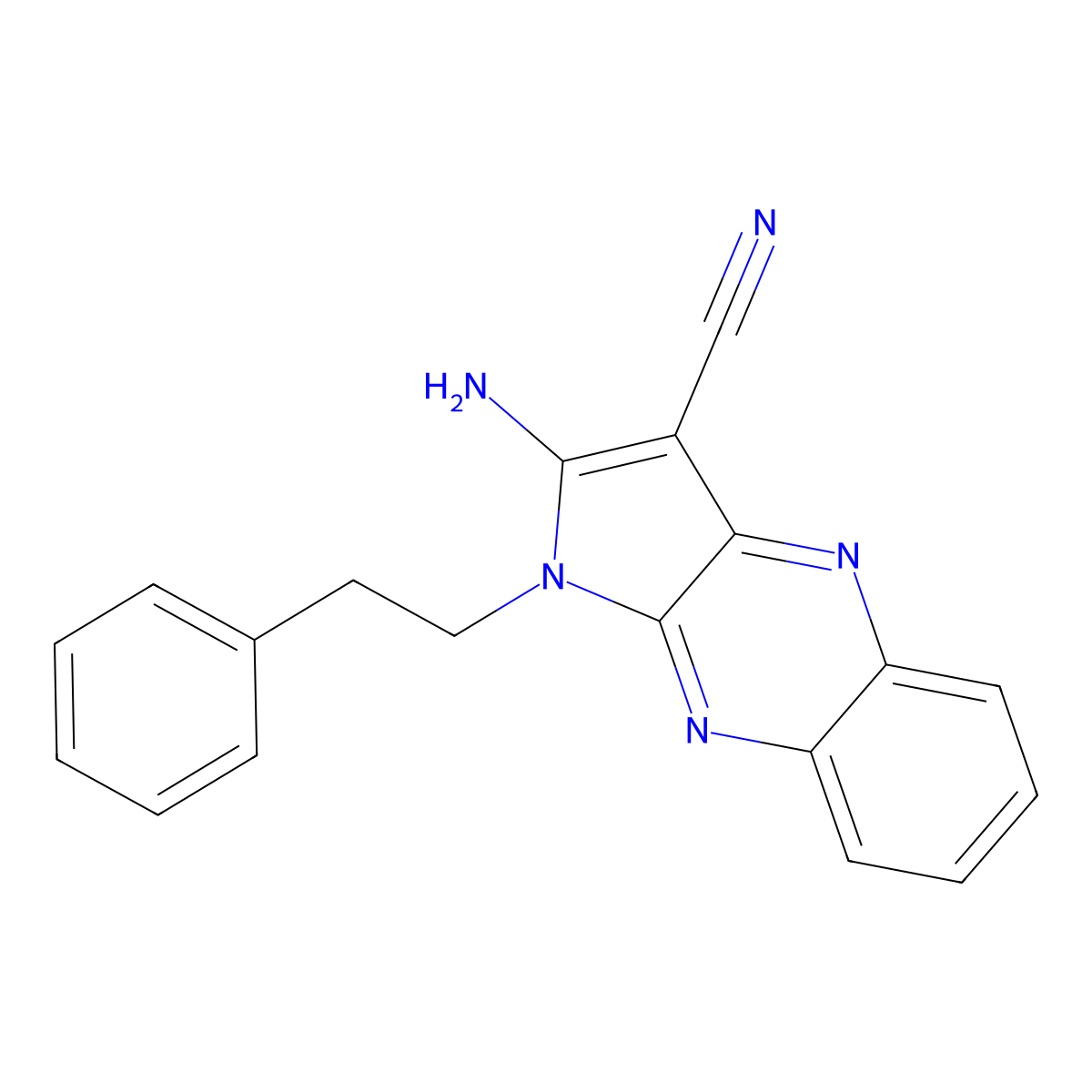 2-Amino-1-phenethyl-1H-pyrrolo[2,3-b]quinoxaline-3-carbonitrile molecular structure, CAS 306278-68-2