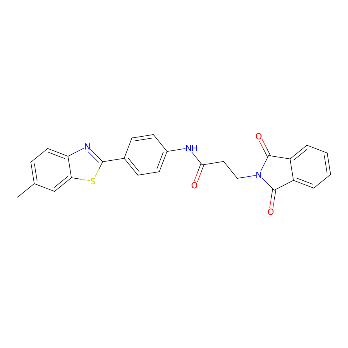 3-(1,3-dioxoisoindol-2-yl)-N-[4-(6-methyl-1,3-benzothiazol-2-yl)phenyl]propanamide molecular structure, CAS 306278-92-2