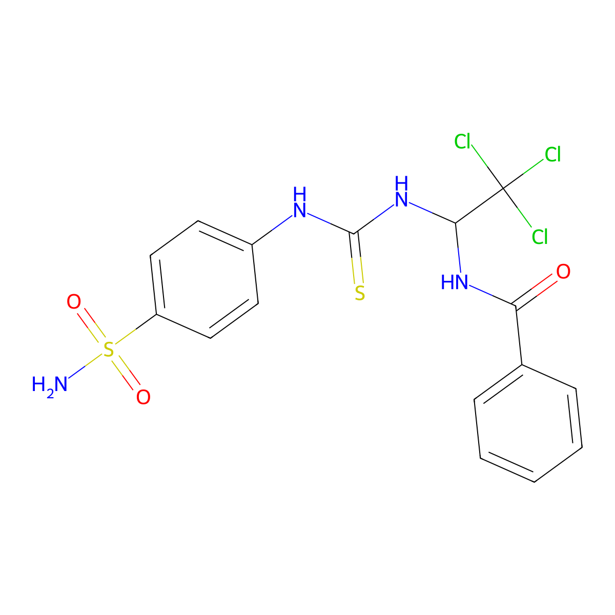 N-(2,2,2-trichloro-1-{[(4-sulfamoylphenyl)carbamothioyl]amino}ethyl)benzamide molecular structure, CAS 306279-04-9
