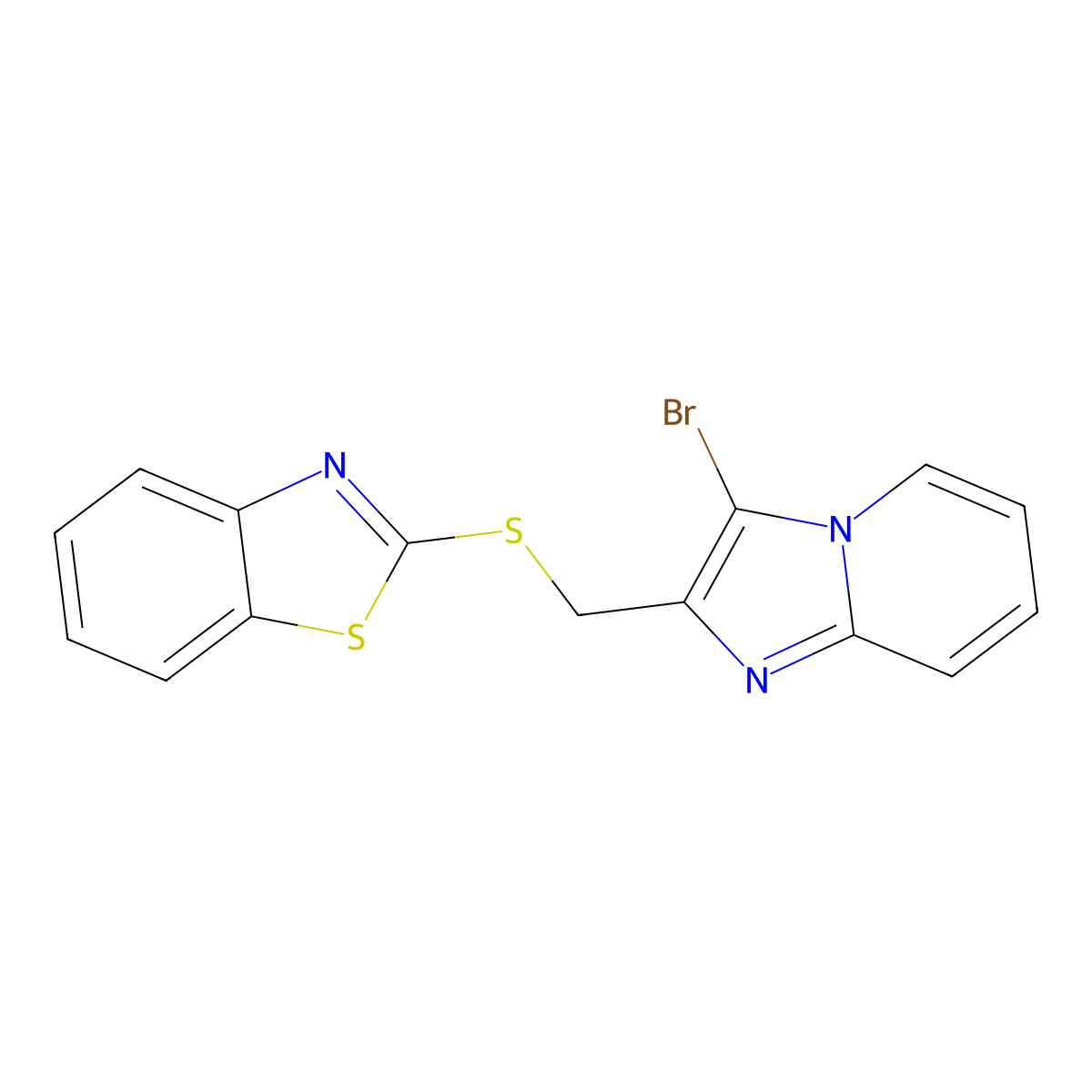 2-(((3-Bromoimidazo[1,2-a]pyridin-2-yl)methyl)thio)benzo[d]thiazole molecular structure, CAS 306280-21-7