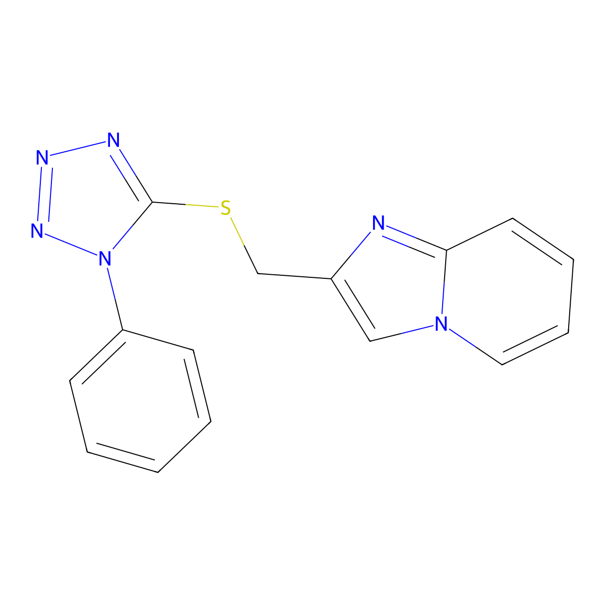 2-{[(1-phenyl-1H-tetrazol-5-yl)sulfanyl]methyl}imidazo[1,2-a]pyridine molecular structure, CAS 306280-23-9