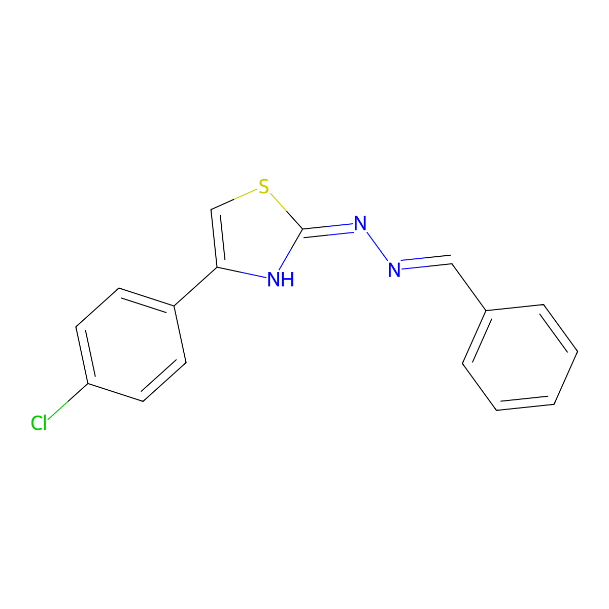 Benzaldehyde 2-[4-(4-chlorophenyl)-2-thiazolyl]hydrazone molecular structure, CAS 306280-32-0