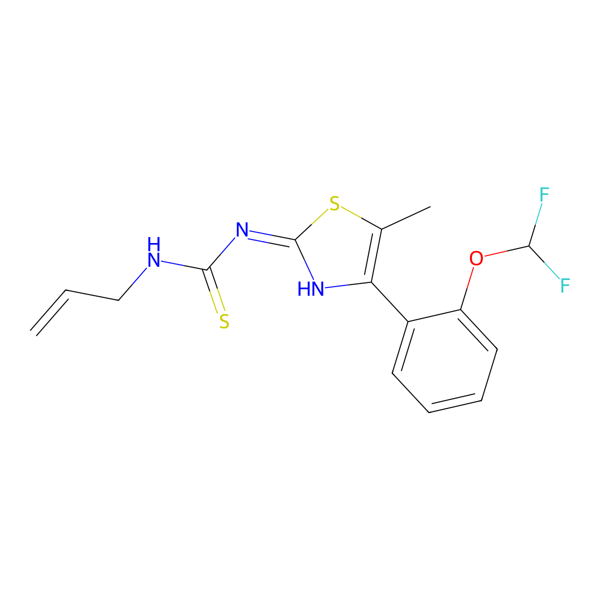 1-{4-[2-(Difluoromethoxy)phenyl]-5-methyl-1,3-thiazol-2-yl}-3-prop-2-en-1-ylthiourea molecular structure, CAS 306280-65-9