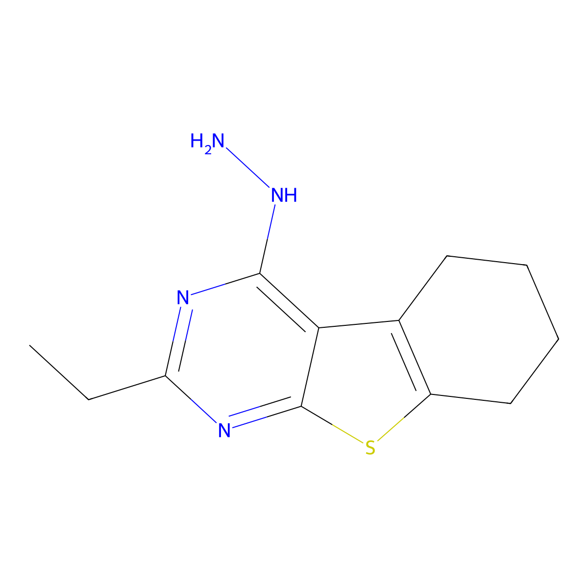 2-Ethyl-4-hydrazino-5,6,7,8-tetrahydro[1]benzothieno[2,3-d]pyrimidine molecular structure, CAS 306280-76-2