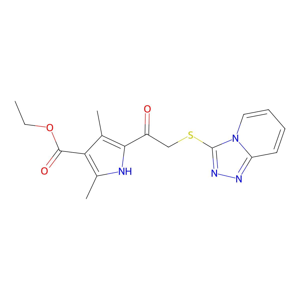 Ethyl 2,4-dimethyl-5-{[([1,2,4]triazolo[4,3-a]pyridin-3-yl)sulfanyl]acetyl}-1H-pyrrole-3-carboxylate molecular structure, CAS 306280-78-4