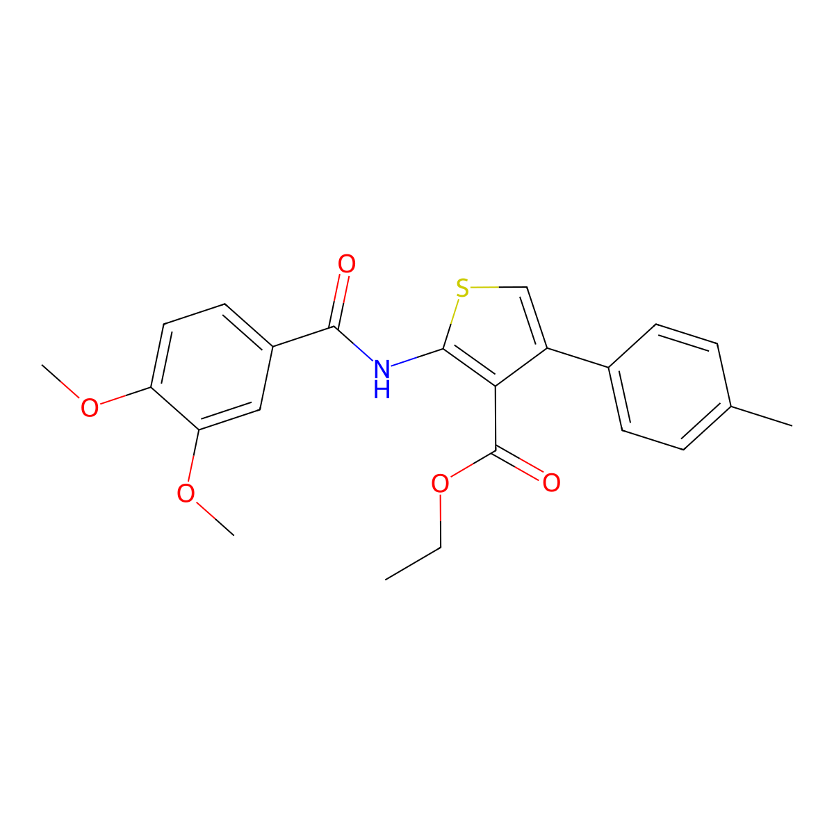 Ethyl 2-[(3,4-dimethoxybenzoyl)amino]-4-(4-methylphenyl)thiophene-3-carboxylate molecular structure, CAS 306280-82-0