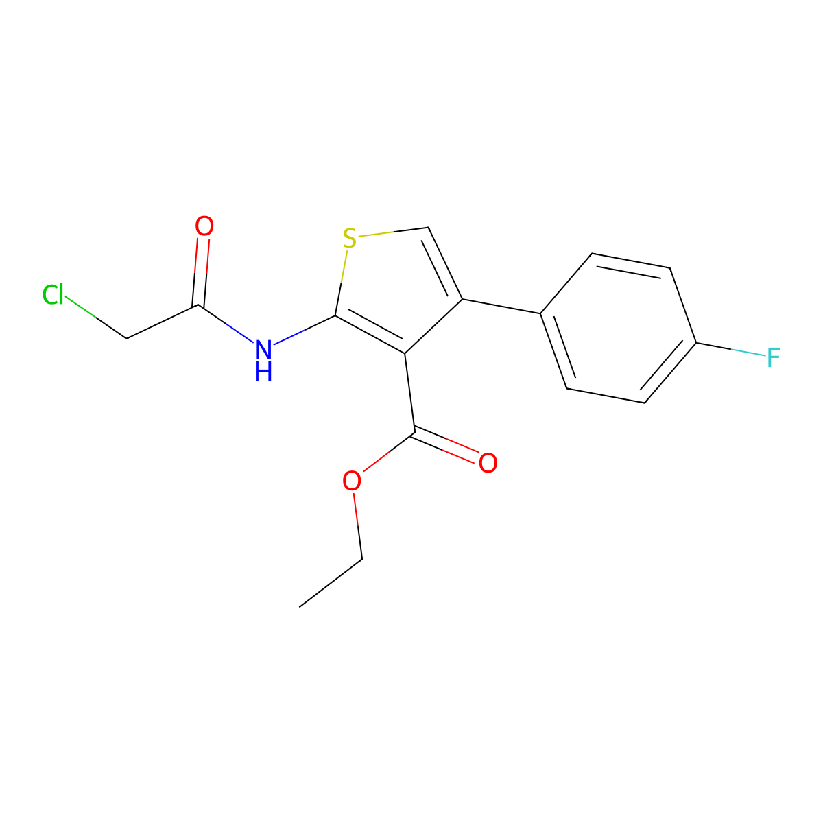 Ethyl 2-(2-chloroacetamido)-4-(4-fluorophenyl)thiophene-3-carboxylate molecular structure, CAS 306280-84-2