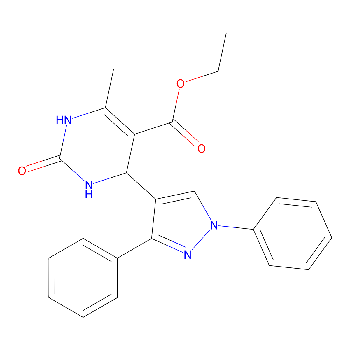 ethyl 4-(1,3-diphenyl-1H-pyrazol-4-yl)-6-methyl-2-oxo-1,2,3,4-tetrahydropyrimidine-5-carboxylate molecular structure, CAS 306281-17-4