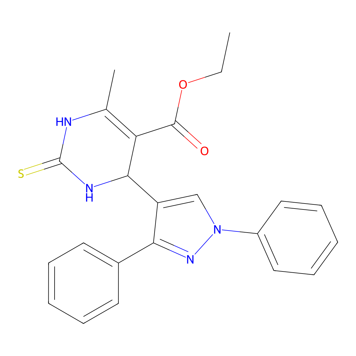 Ethyl 4-(1,3-diphenyl-1H-pyrazol-4-YL)-6-methyl-2-thioxo-1,2,3,4-tetrahydro-5-pyrimidinecarboxylate molecular structure, CAS 306281-18-5