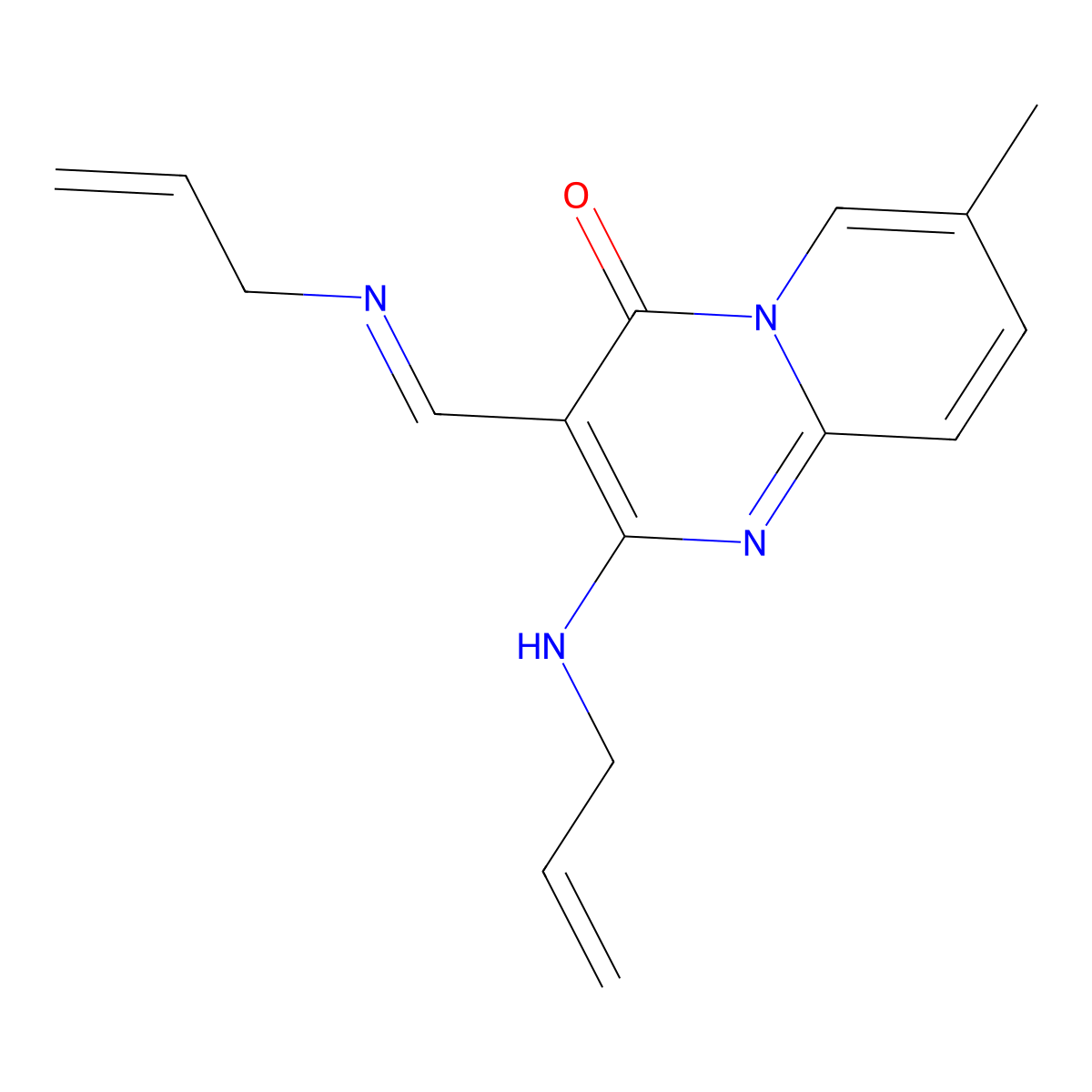 7-Methyl-2-(prop-2-enylamino)-3-(prop-2-enyliminomethyl)pyrido[1,2-a]pyrimidin-4-one molecular structure, CAS 306281-29-8