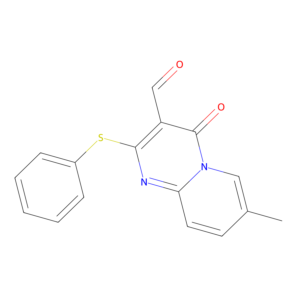 7-methyl-4-oxo-2-(phenylsulfanyl)-4H-pyrido[1,2-a]pyrimidine-3-carbaldehyde molecular structure, CAS 306281-30-1