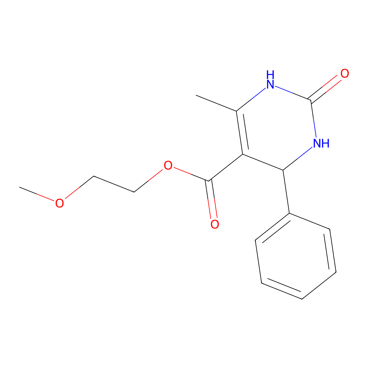 2-Methoxyethyl 6-methyl-2-oxo-4-phenyl-1,2,3,4-tetrahydropyrimidine-5-carboxylate molecular structure, CAS 306285-26-7