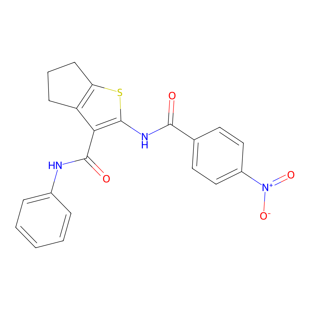 2-[(4-nitrobenzoyl)amino]-N-phenyl-5,6-dihydro-4H-cyclopenta[b]thiophene-3-carboxamide molecular structure, CAS 306285-39-2