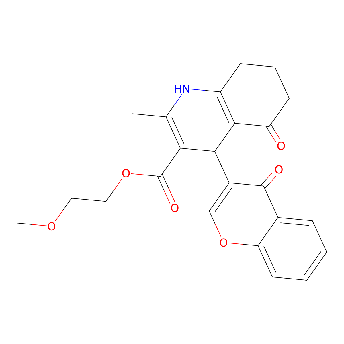 2-methoxyethyl 2-methyl-5-oxo-4-(4-oxo-4H-chromen-3-yl)-1,4,5,6,7,8-hexahydroquinoline-3-carboxylate molecular structure, CAS 306285-75-6