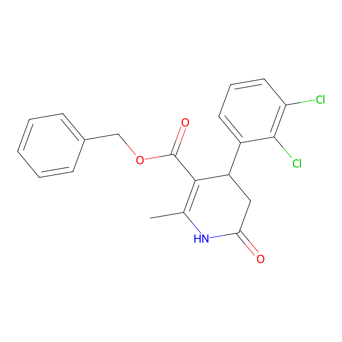 Benzyl 4-(2,3-dichlorophenyl)-2-methyl-6-oxo-1,4,5,6-tetrahydropyridine-3-carboxylate molecular structure, CAS 306285-79-0