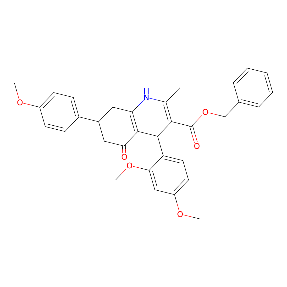 Benzyl 4-(2,4-dimethoxyphenyl)-7-(4-methoxyphenyl)-2-methyl-5-oxo-1,4,5,6,7,8-hexahydroquinoline-3-carboxylate molecular structure, CAS 306286-23-7