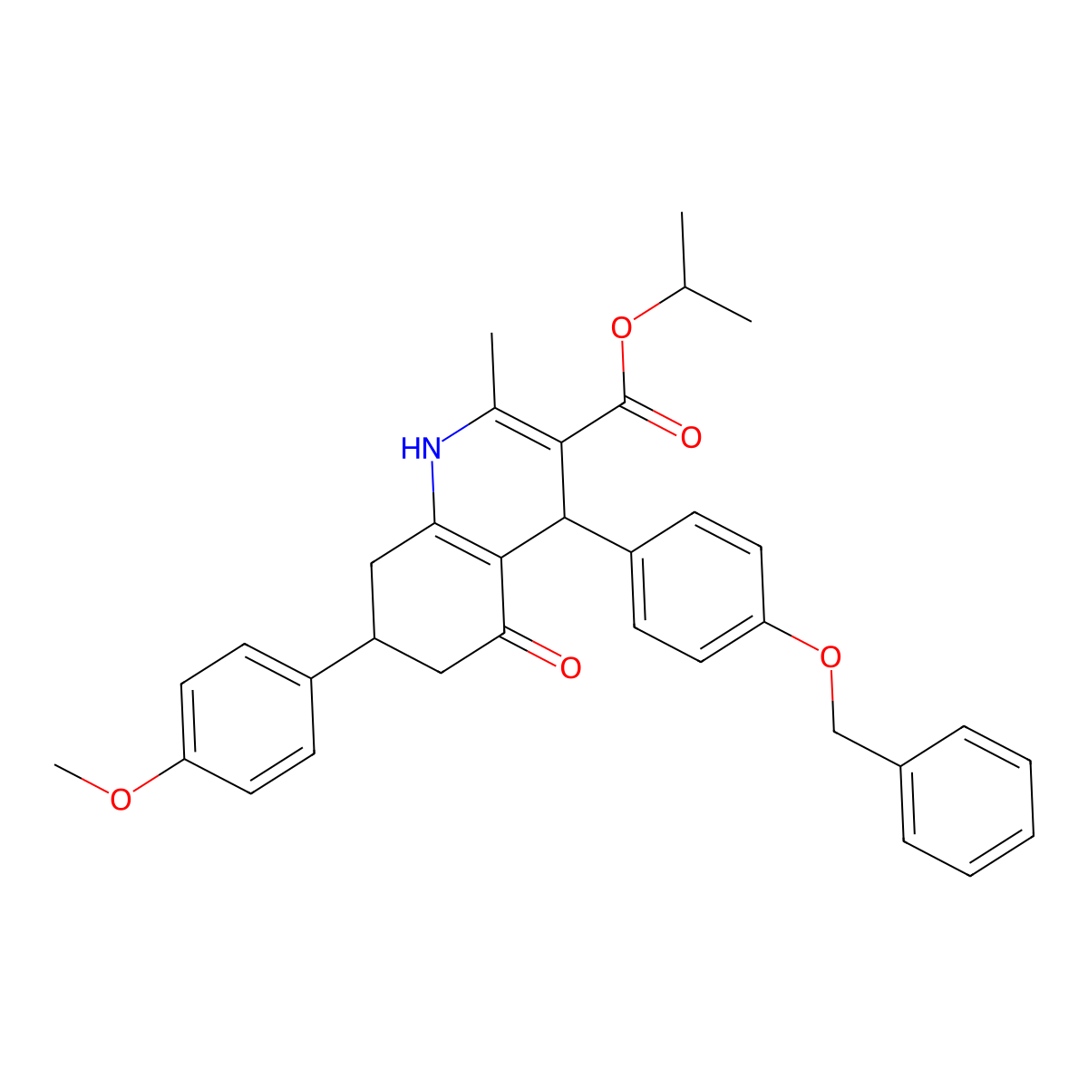 Propan-2-yl 4-[4-(benzyloxy)phenyl]-7-(4-methoxyphenyl)-2-methyl-5-oxo-1,4,5,6,7,8-hexahydroquinoline-3-carboxylate molecular structure, CAS 306286-26-0