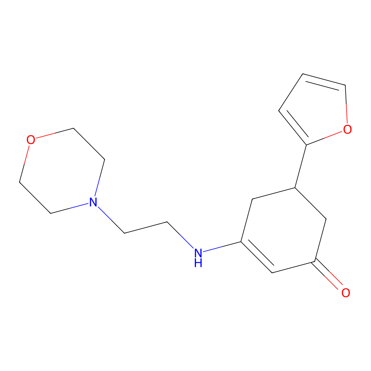 5-(Furan-2-yl)-3-(2-morpholin-4-ylethylamino)cyclohex-2-en-1-one molecular structure, CAS 306286-50-0