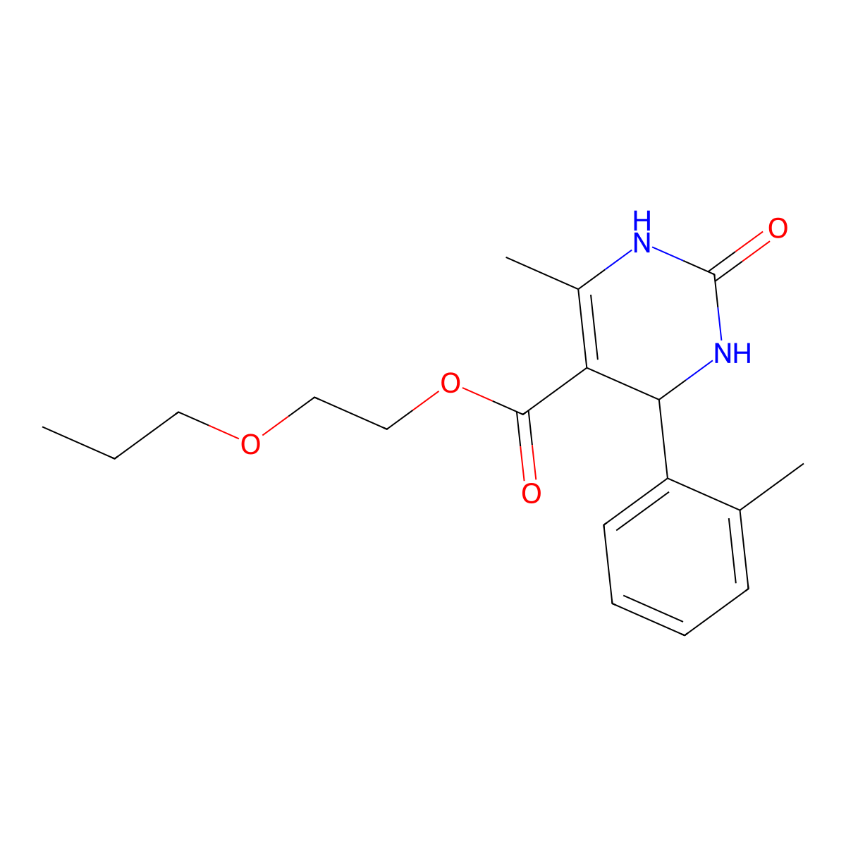 2-Propoxyethyl 6-methyl-4-(2-methylphenyl)-2-oxo-1,2,3,4-tetrahydropyrimidine-5-carboxylate molecular structure, CAS 306286-52-2