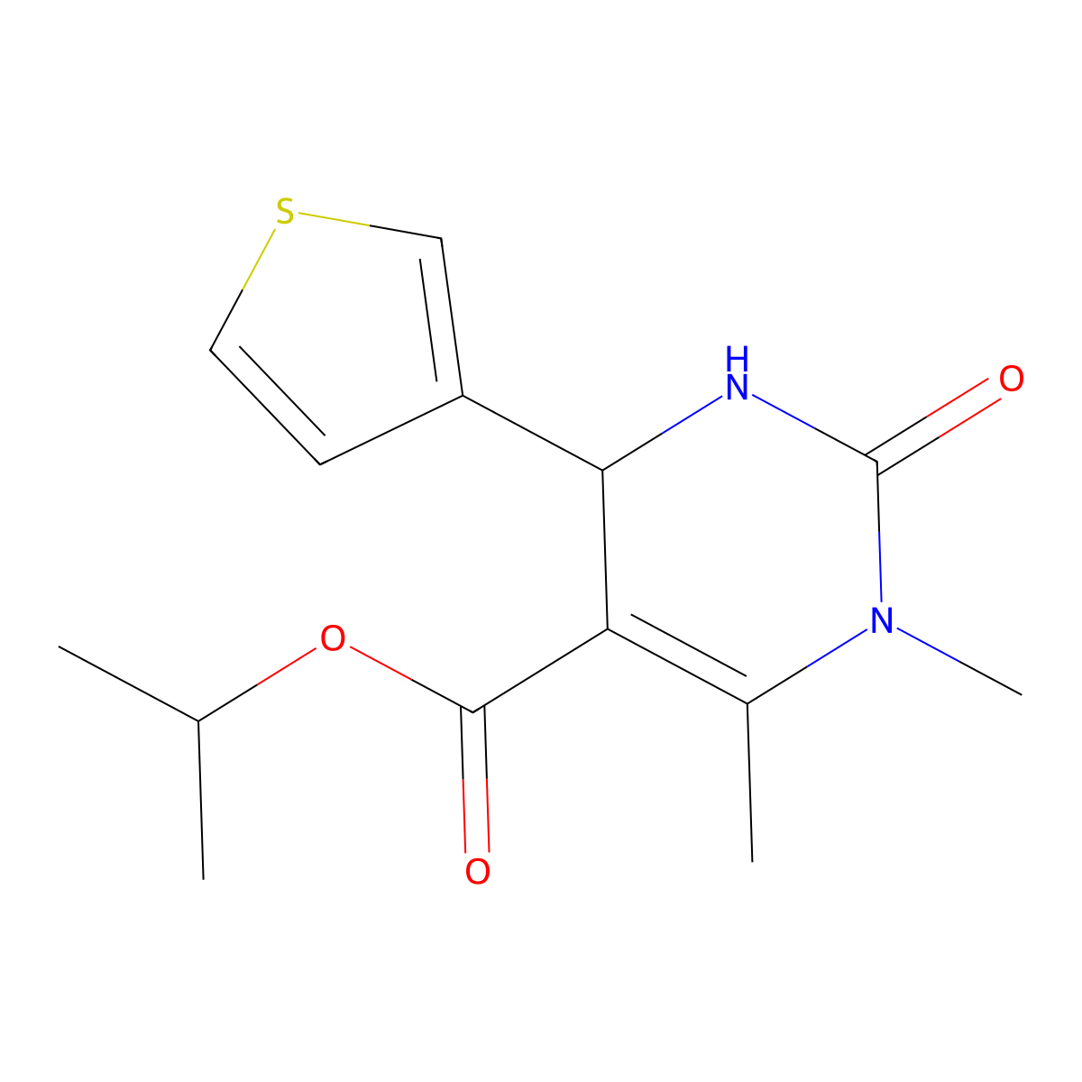1,6-Dimethyl-2-oxo-4-thiophen-3-yl-1,2,3,4-tetrahydro-pyrimidine-5-carboxylic acid isopropyl ester molecular structure, CAS 306286-56-6