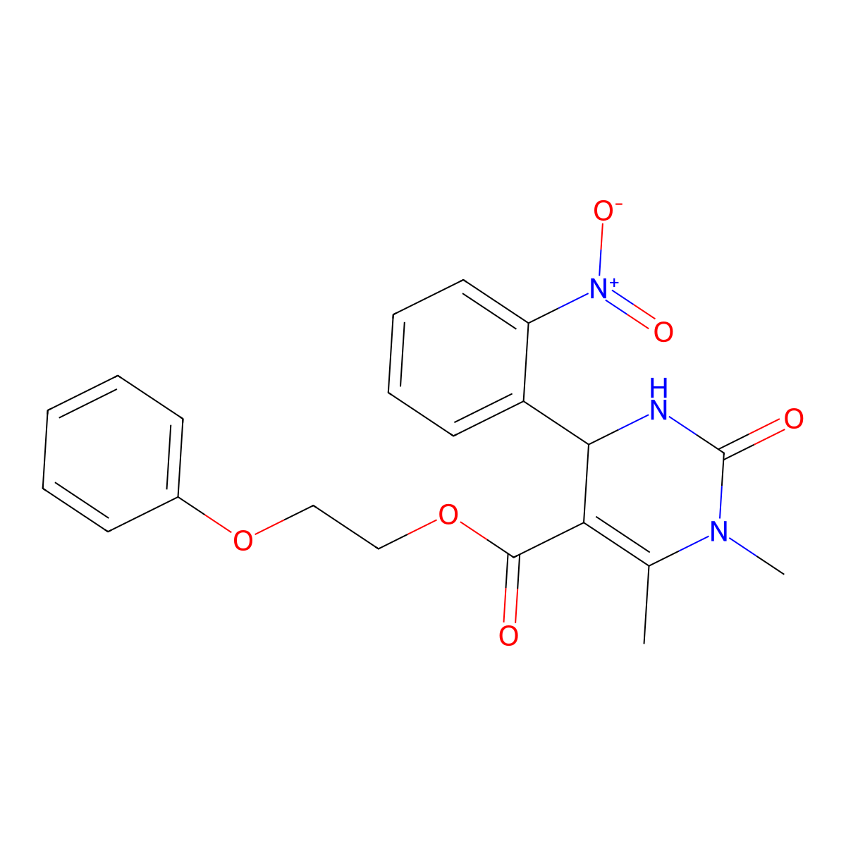 2-Phenoxyethyl 1,6-dimethyl-4-(2-nitrophenyl)-2-oxo-1,2,3,4-tetrahydropyrimidine-5-carboxylate molecular structure, CAS 306286-82-8