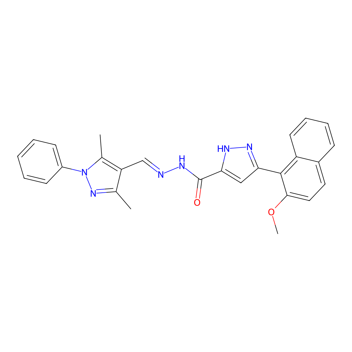 5-(2-Methoxy-1-naphthalenyl)-1H-pyrazole-3-carboxylic acid 2-[(3,5-dimethyl-1-phenyl-1H-pyrazol-4-yl)methylene]hydrazide molecular structure, CAS 306286-97-5