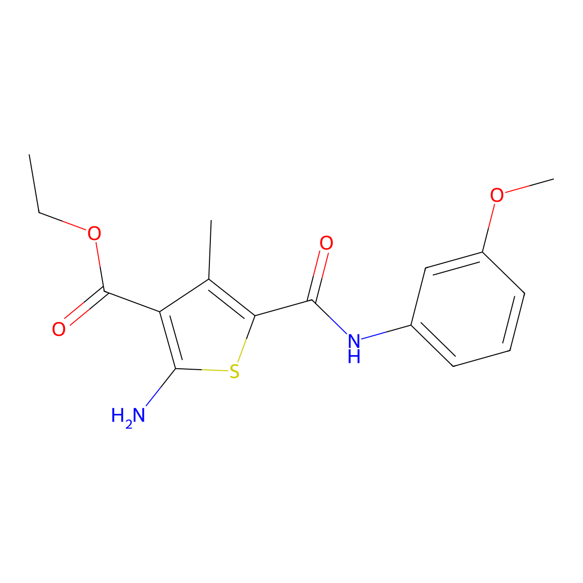 Ethyl 2-amino-5-[(3-methoxyphenyl)carbamoyl]-4-methylthiophene-3-carboxylate molecular structure, CAS 306287-17-2