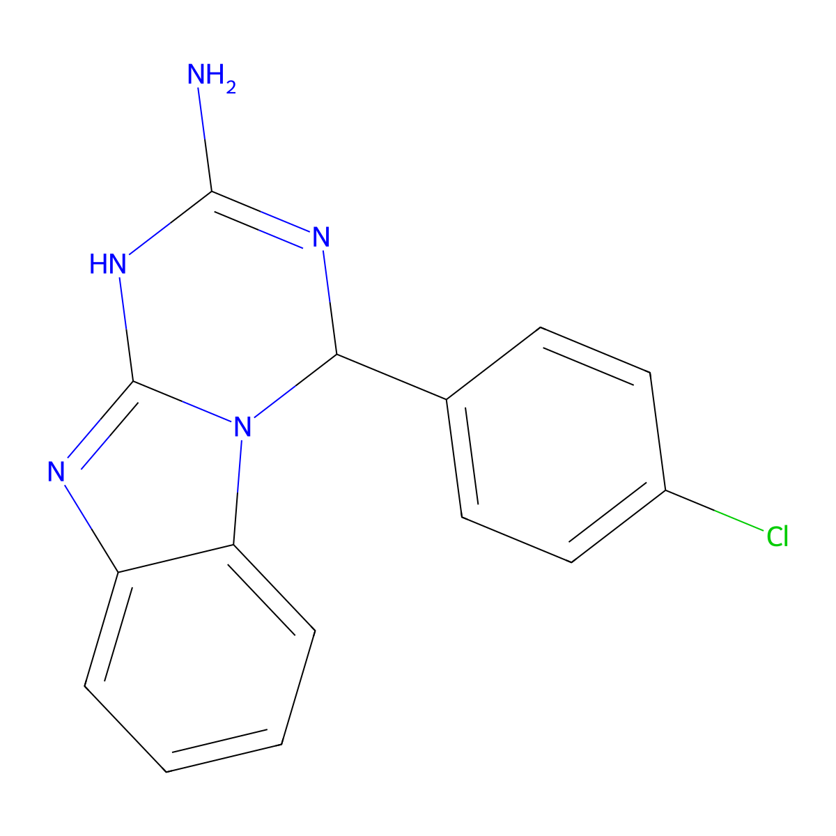 4-(4-Chlorophenyl)-1,4-dihydro[1,3,5]triazino[1,2-a]benzimidazol-2-amine molecular structure, CAS 306288-55-1