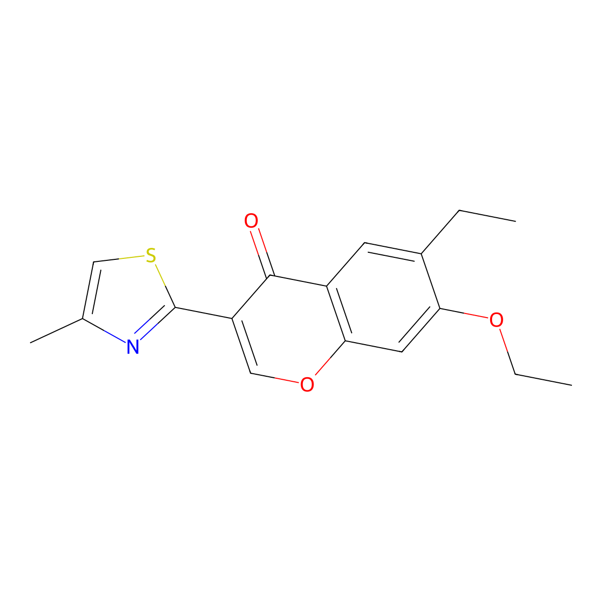 7-ethoxy-6-ethyl-3-(4-methyl-1,3-thiazol-2-yl)-4H-chromen-4-one molecular structure, CAS 306288-78-8