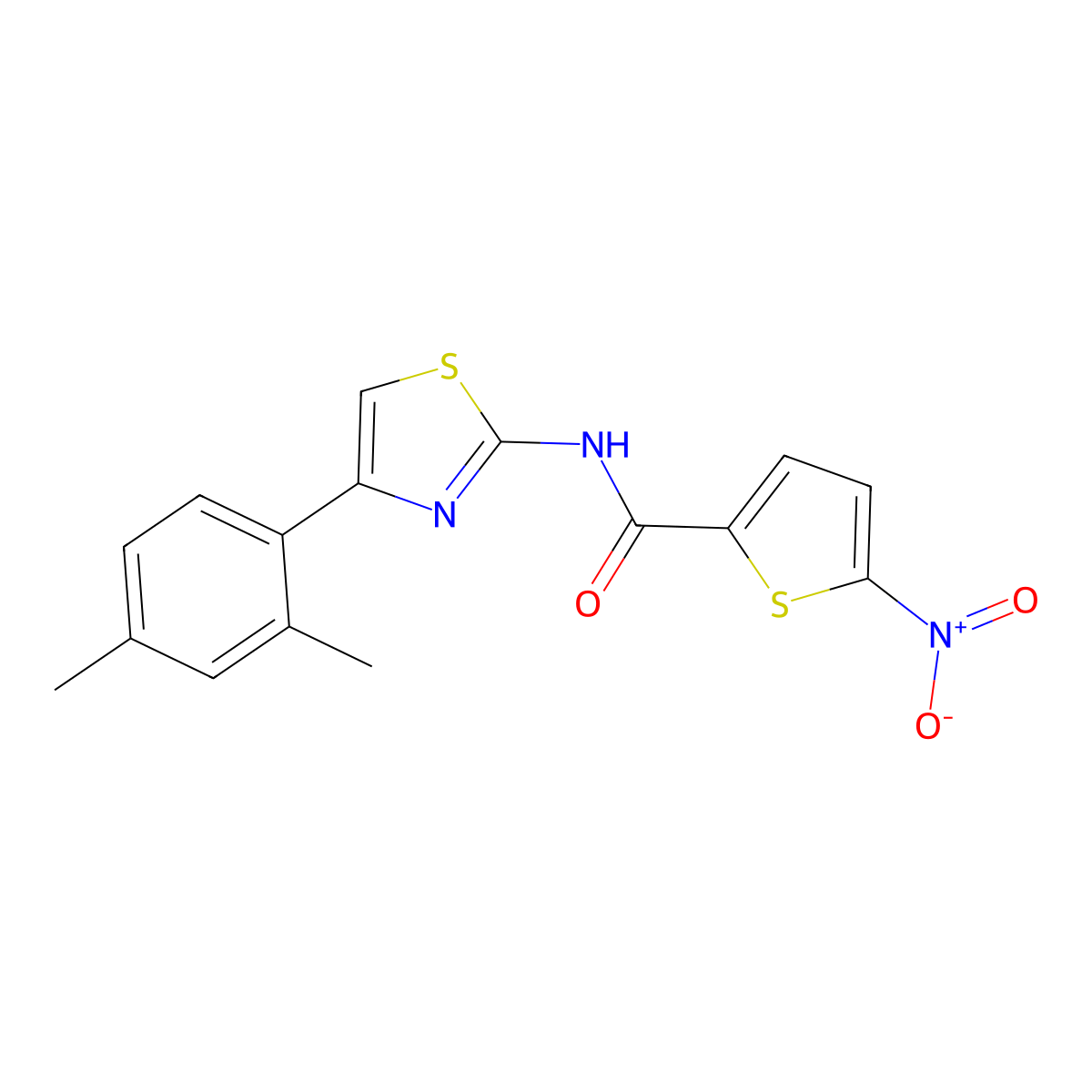 N-[4-(2,4-dimethylphenyl)-1,3-thiazol-2-yl]-5-nitrothiophene-2-carboxamide molecular structure, CAS 306289-16-7