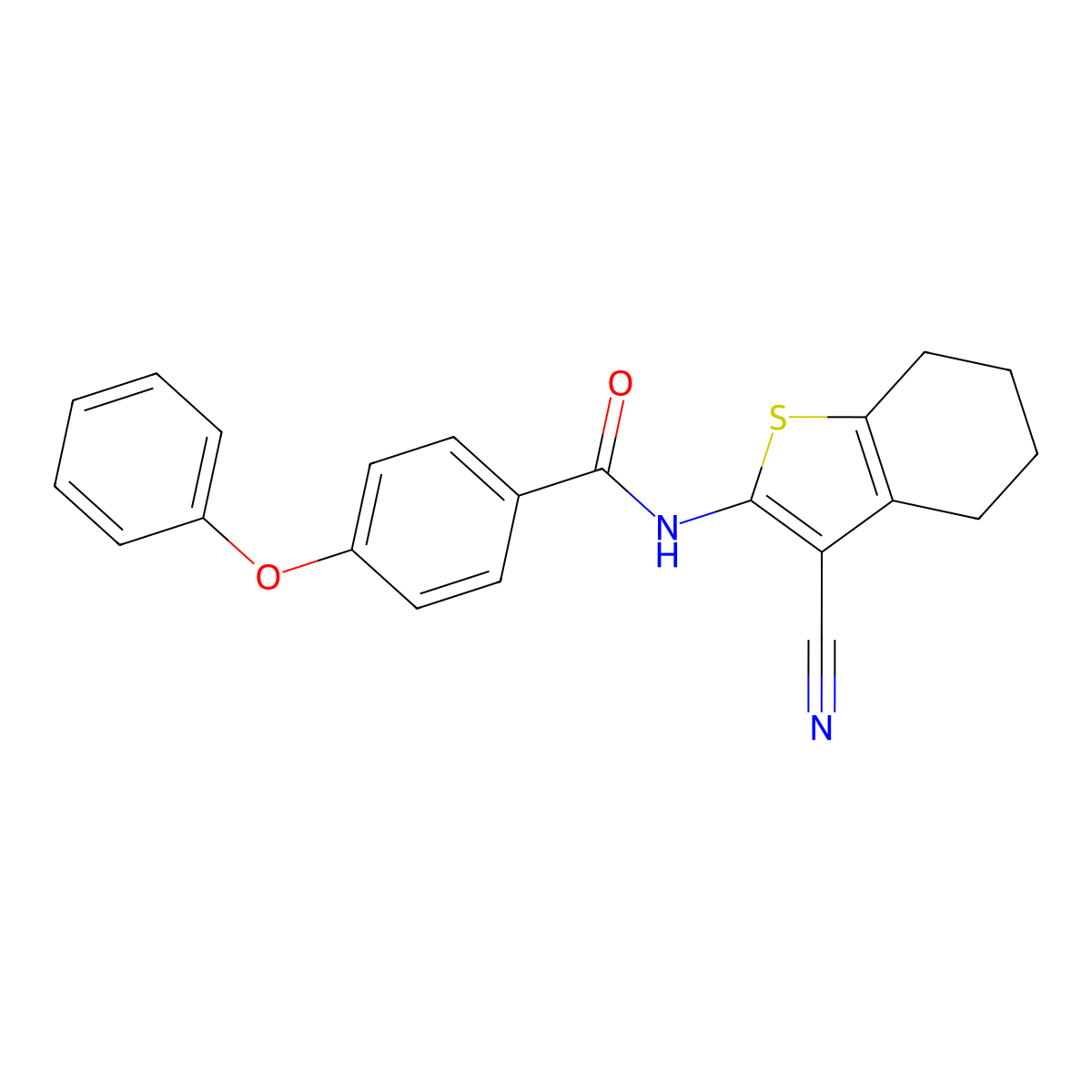 N-(3-cyano-4,5,6,7-tetrahydro-1-benzothiophen-2-yl)-4-phenoxybenzamide molecular structure, CAS 306289-42-9