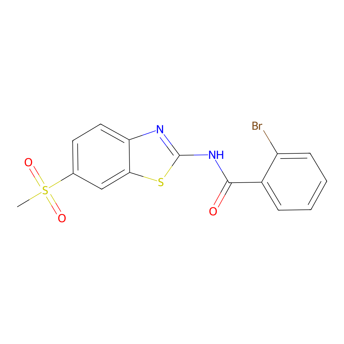 2-Bromo-N-(6-methanesulfonyl-benzothiazol-2-yl)-benzamide molecular structure, CAS 306289-43-0
