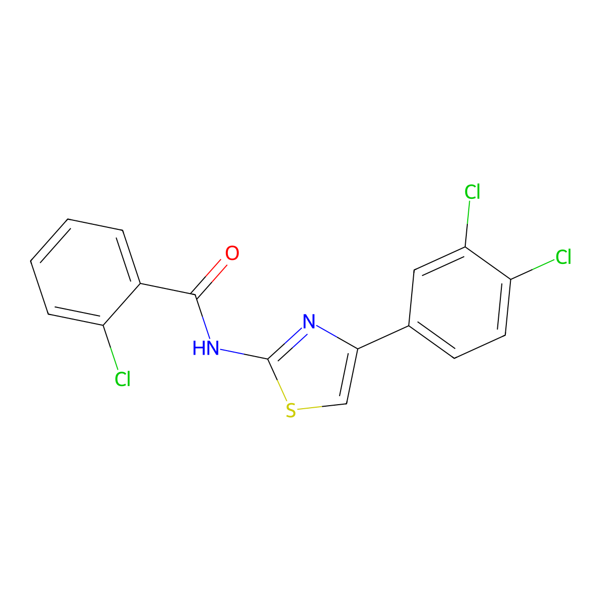 2-chloro-N-[4-(3,4-dichlorophenyl)-1,3-thiazol-2-yl]benzamide molecular structure, CAS 306289-47-4