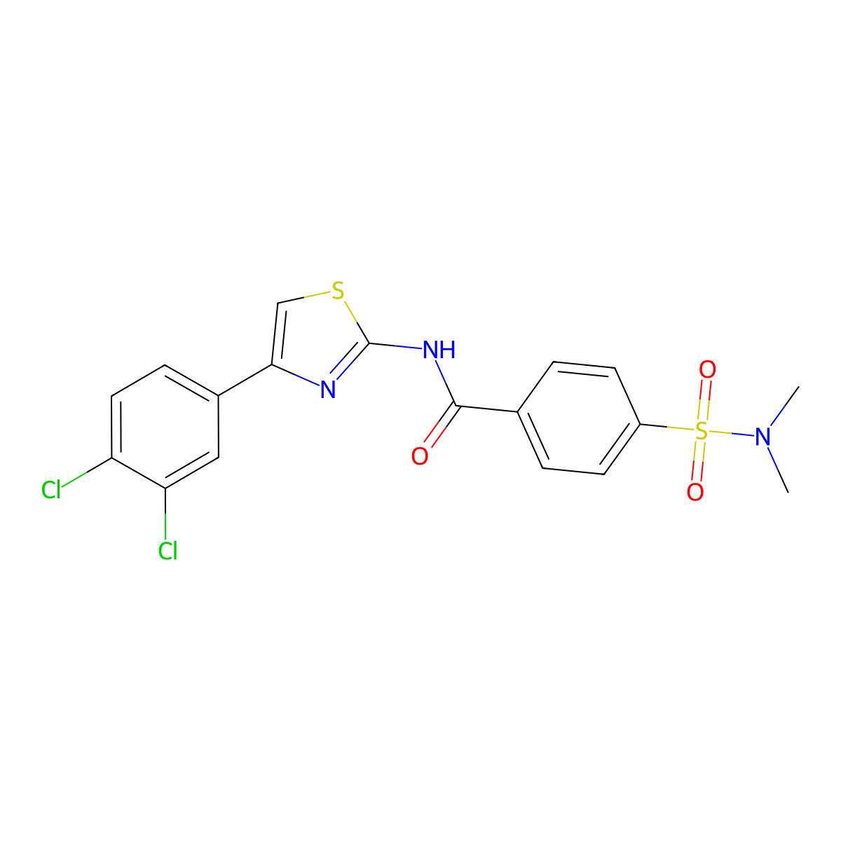 N-[4-(3,4-dichlorophenyl)-1,3-thiazol-2-yl]-4-(dimethylsulfamoyl)benzamide molecular structure, CAS 306289-54-3