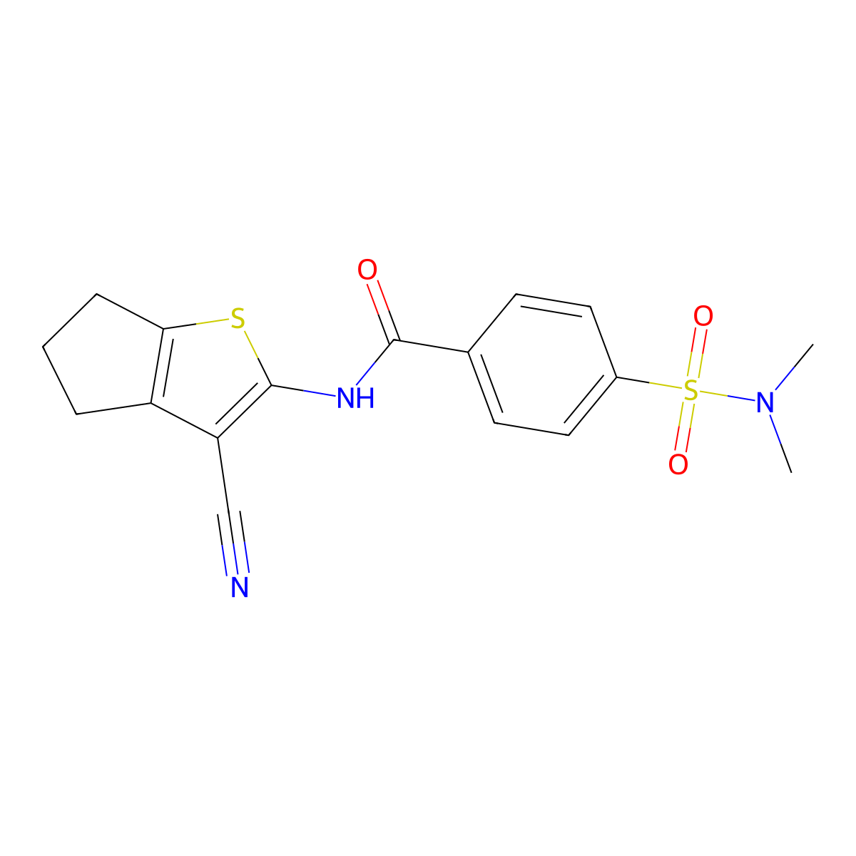 N-{3-cyano-4H,5H,6H-cyclopenta[b]thiophen-2-yl}-4-(dimethylsulfamoyl)benzamide molecular structure, CAS 306289-55-4