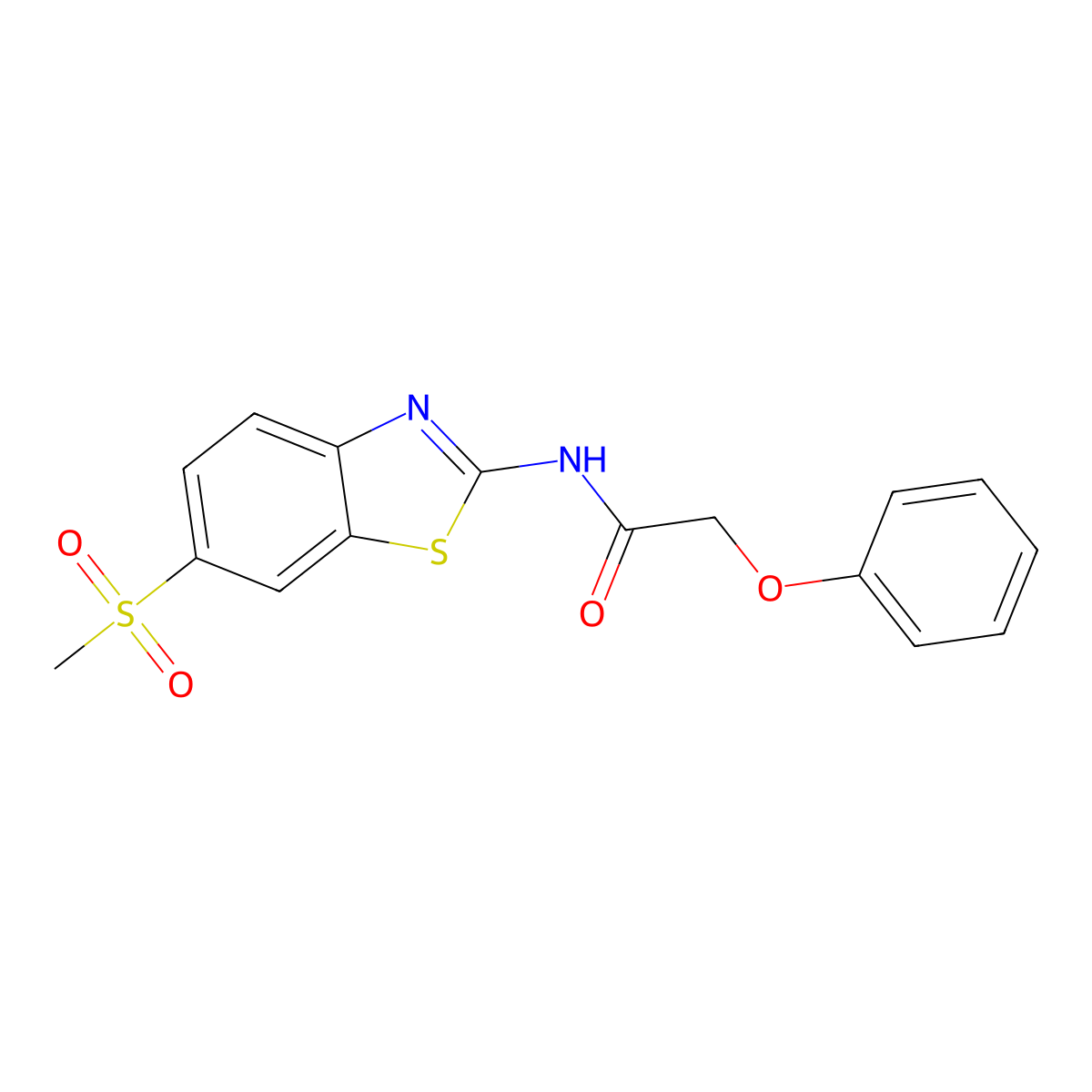 N-[6-(methylsulfonyl)-1,3-benzothiazol-2-yl]-2-phenoxyacetamide molecular structure, CAS 306289-62-3
