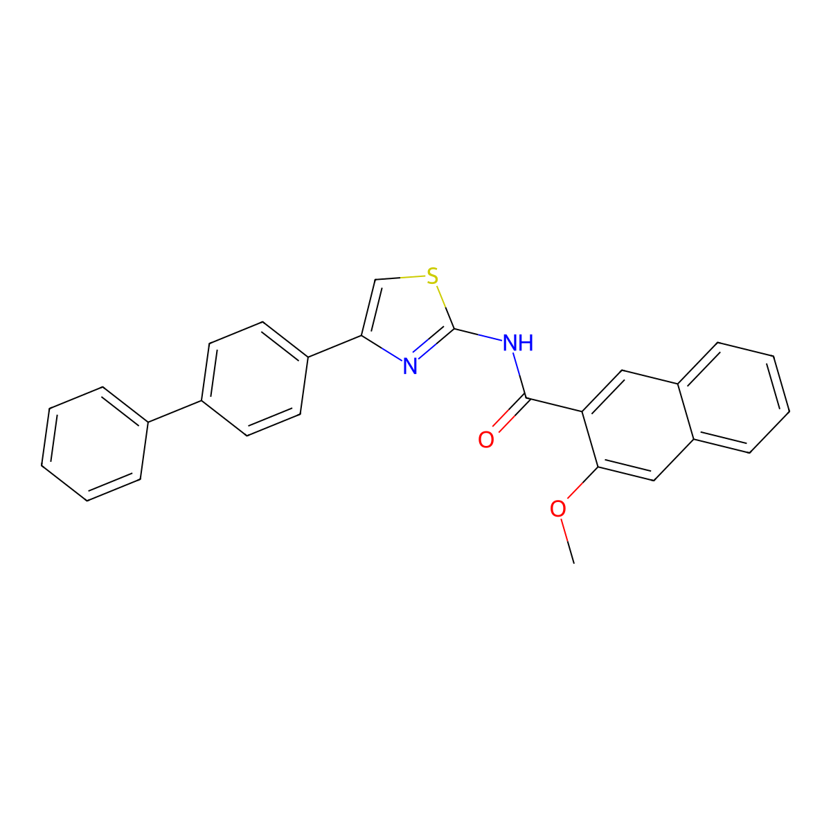 3-methoxy-N-[4-(4-phenylphenyl)-1,3-thiazol-2-yl]naphthalene-2-carboxamide molecular structure, CAS 306289-70-3