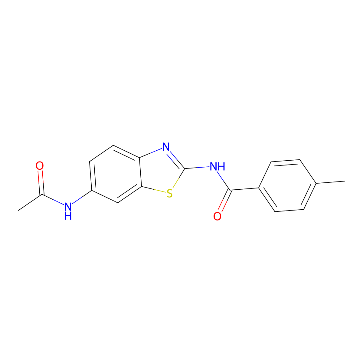N-(6-acetamido-1,3-benzothiazol-2-yl)-4-methylbenzamide molecular structure, CAS 306289-72-5