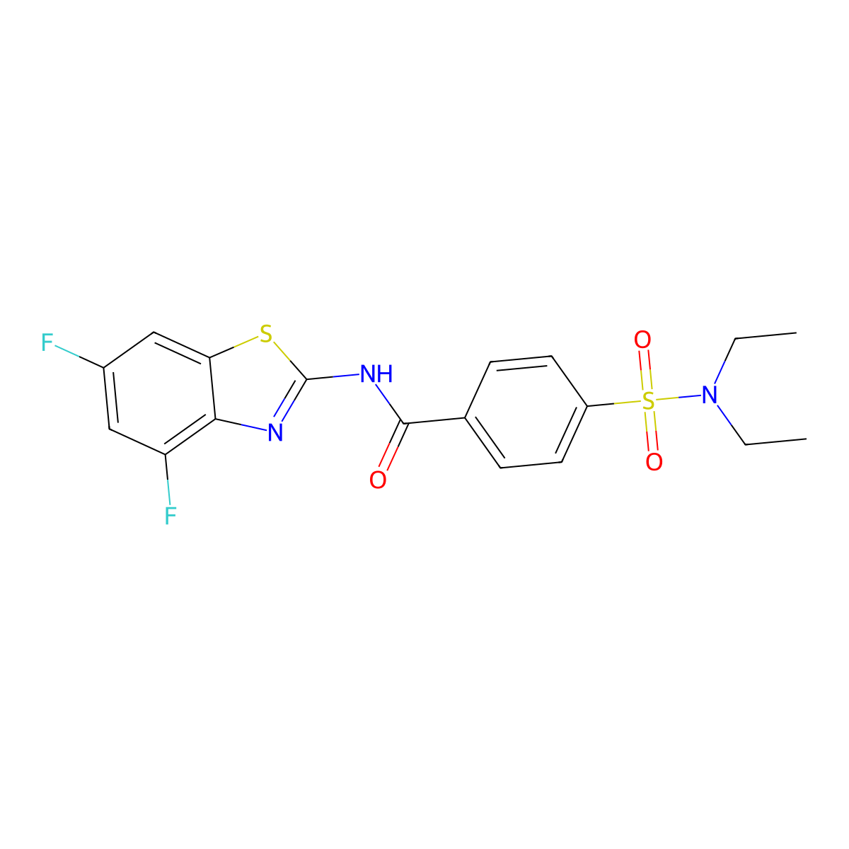 4-(diethylsulfamoyl)-N-(4,6-difluoro-1,3-benzothiazol-2-yl)benzamide molecular structure, CAS 306289-79-2