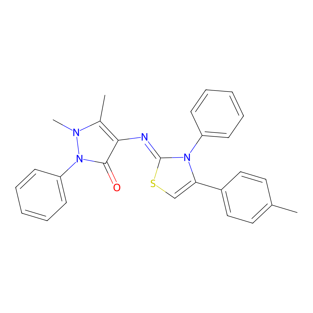 1,5-dimethyl-4-{[(2Z)-4-(4-methylphenyl)-3-phenyl-1,3-thiazol-2(3H)-ylidene]amino}-2-phenyl-1,2-dihydro-3H-pyrazol-3-one molecular structure, CAS 306290-35-7