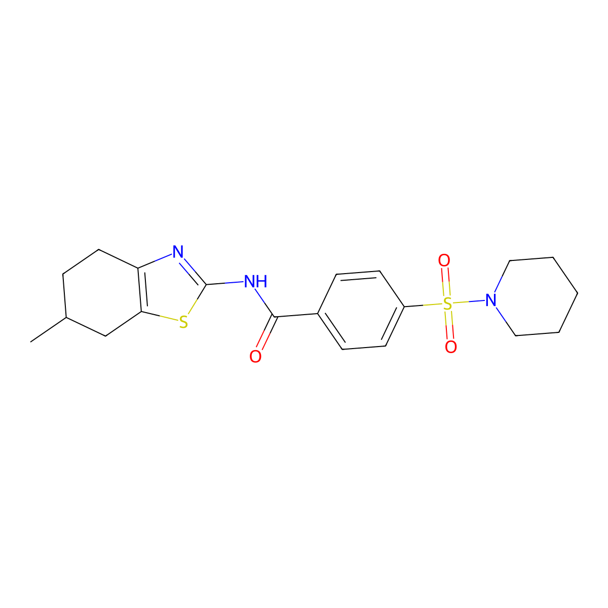 N-(6-methyl-4,5,6,7-tetrahydrobenzo[d]thiazol-2-yl)-4-(piperidin-1-ylsulfonyl)benzamide molecular structure, CAS 306290-49-3