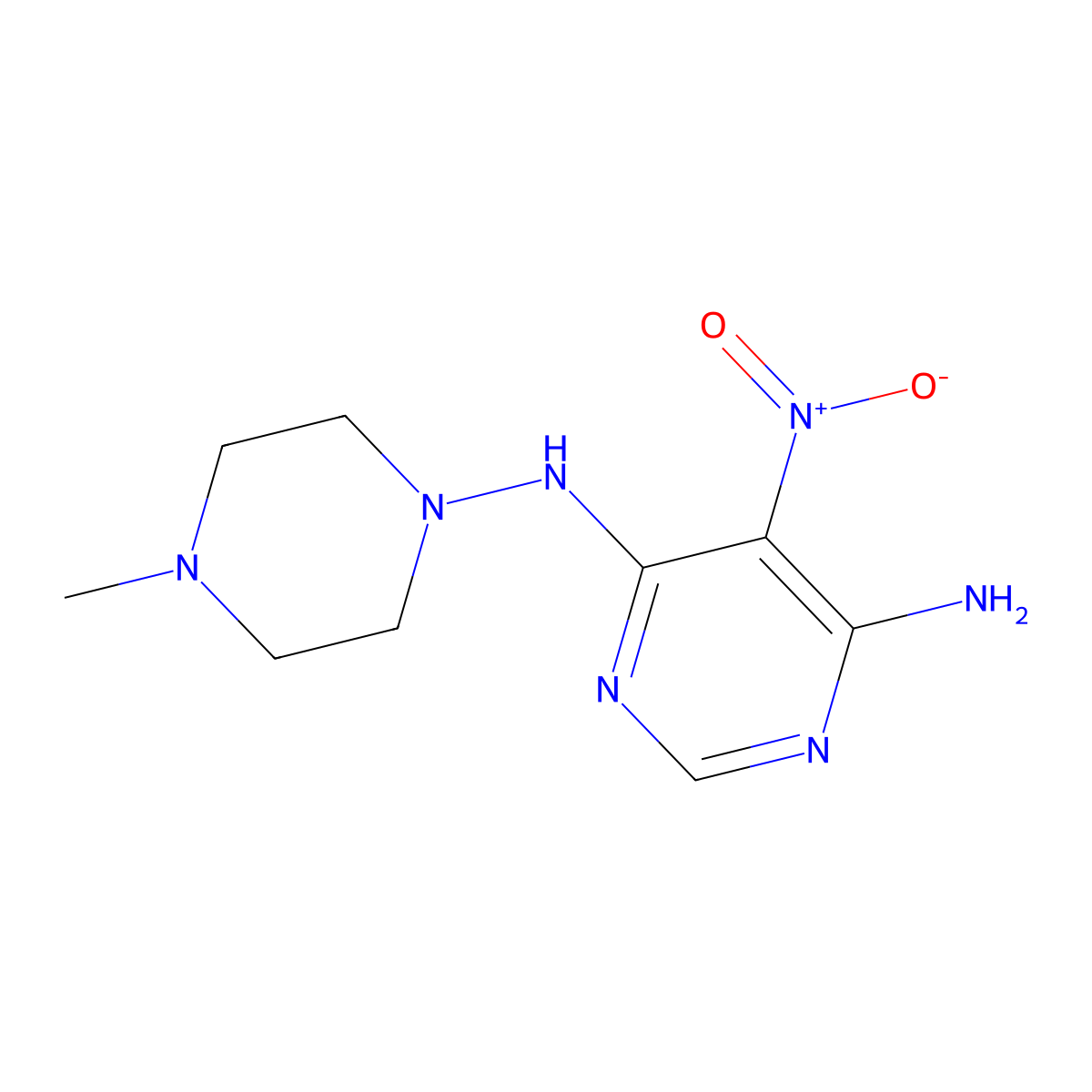 4-N-(4-methylpiperazin-1-yl)-5-nitropyrimidine-4,6-diamine molecular structure, CAS 306290-88-0
