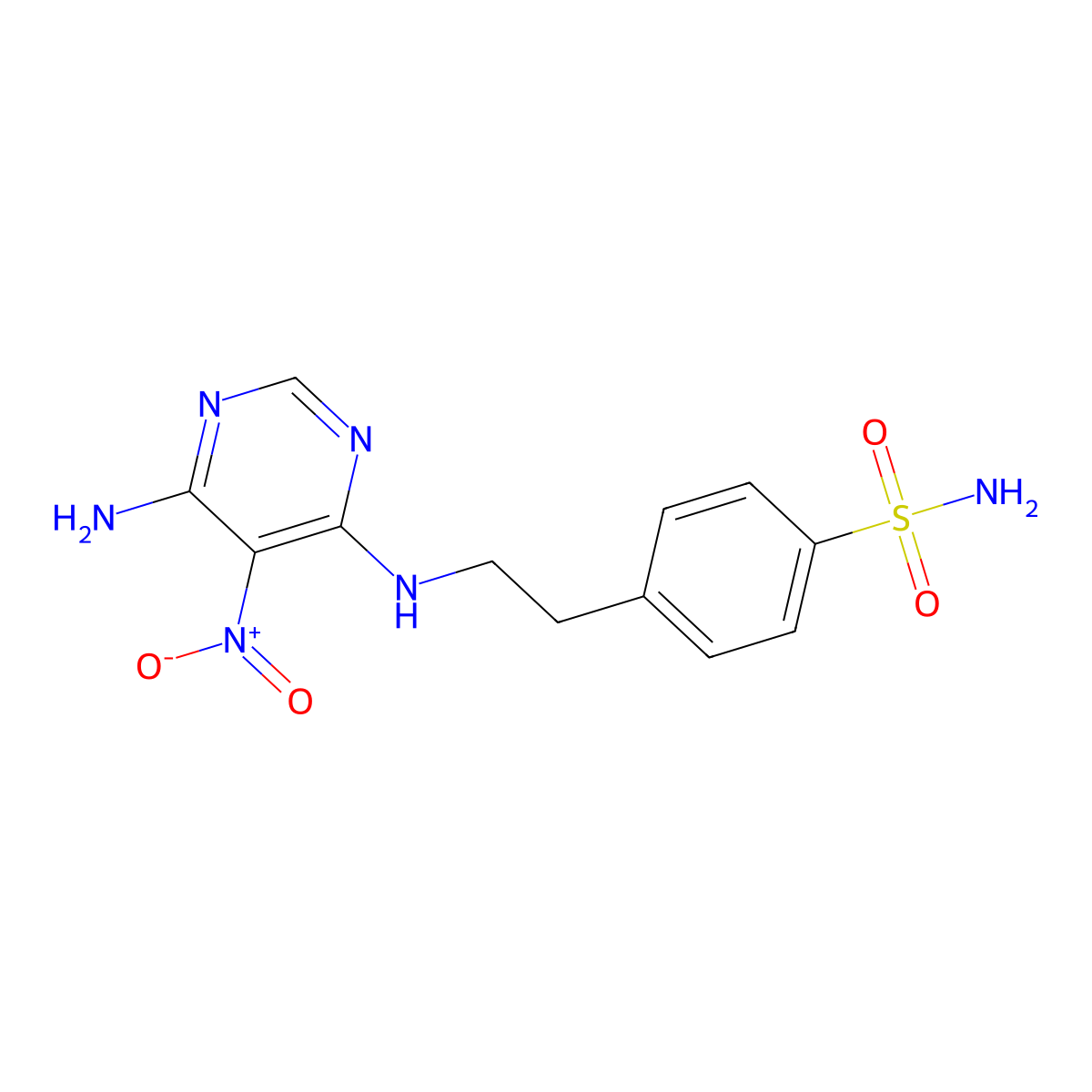 4-(2-((6-Amino-5-nitropyrimidin-4-yl)amino)ethyl)benzenesulfonamide molecular structure, CAS 306290-96-0