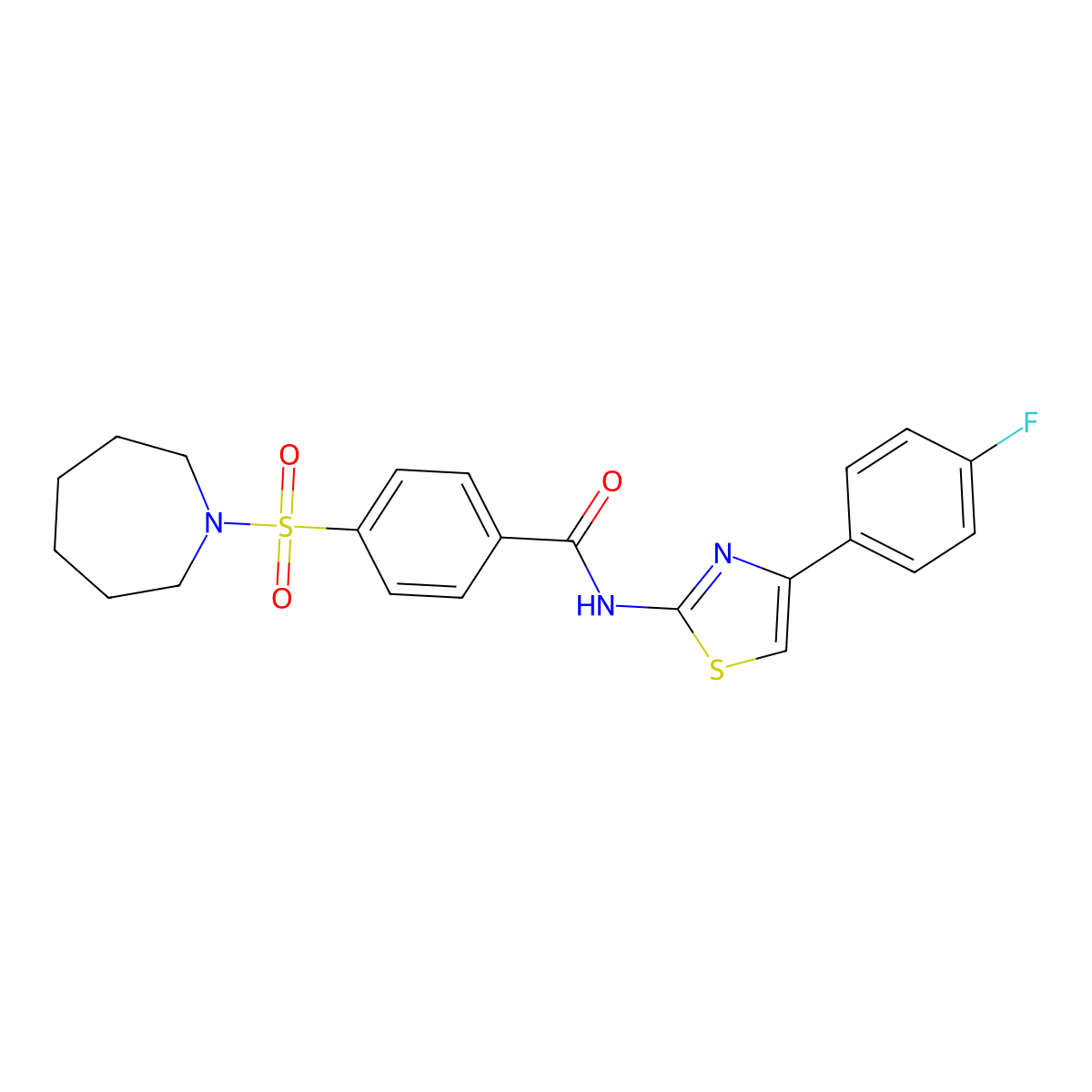 4-(azepan-1-ylsulfonyl)-N-(4-(4-fluorophenyl)thiazol-2-yl)benzamide molecular structure, CAS 306291-46-3