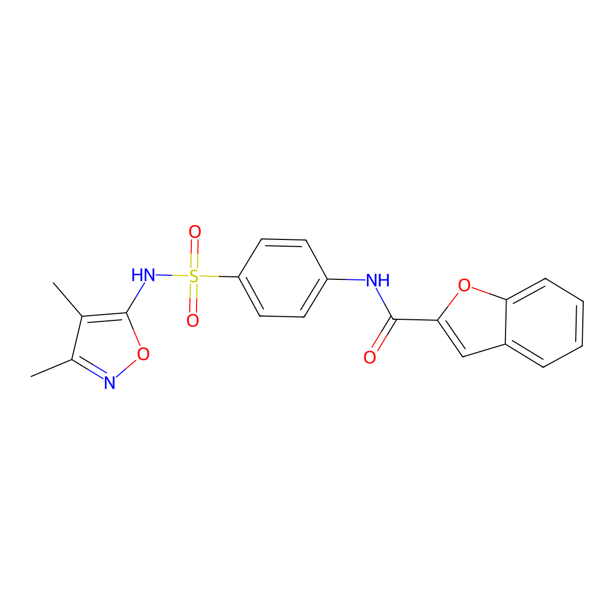 N-{4-[(3,4-dimethyl-1,2-oxazol-5-yl)sulfamoyl]phenyl}-1-benzofuran-2-carboxamide molecular structure, CAS 306292-00-2