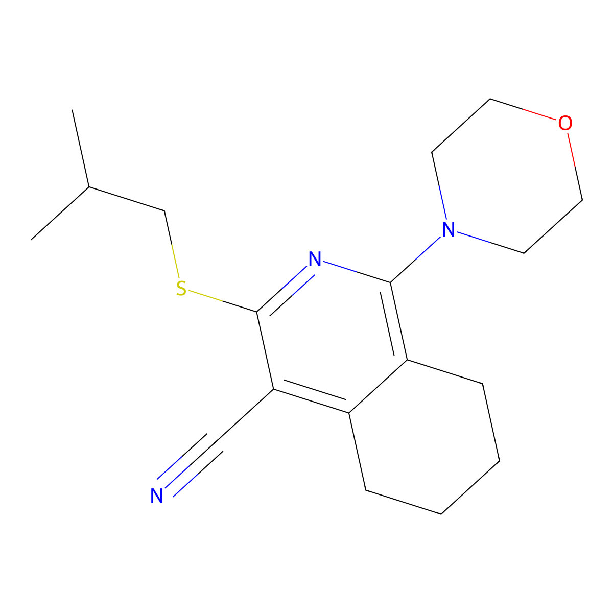 3-(2-Methylpropylsulfanyl)-1-morpholin-4-yl-5,6,7,8-tetrahydroisoquinoline-4-carbonitrile molecular structure, CAS 306293-62-9